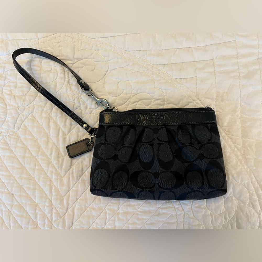 Coach Black Monogram Wristlet